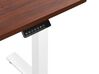 Rohový elektricky nastavitelný psací stůl levostranný 160 x 110 cm tmavé dřevo/bílý DESTIN II_795518