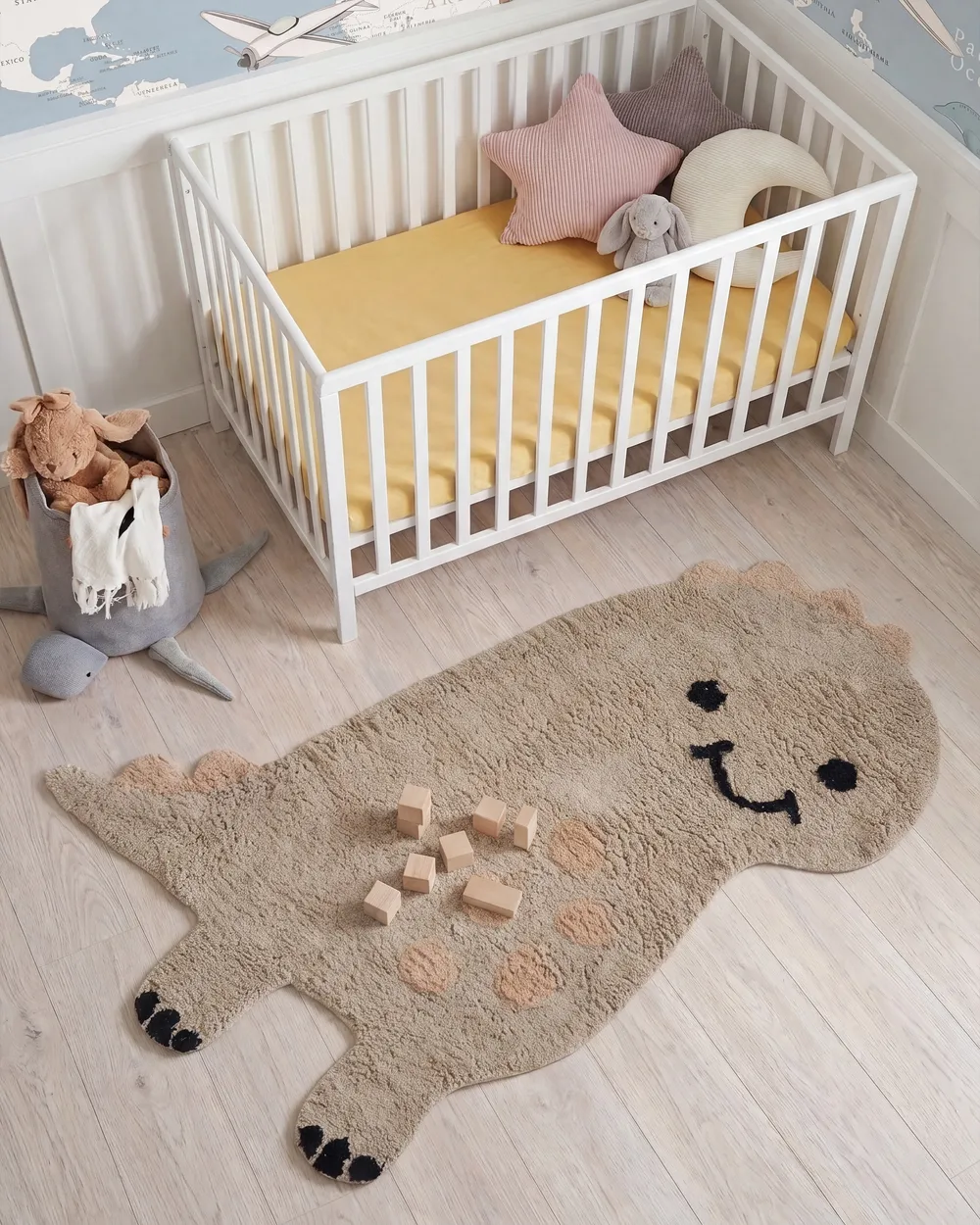 Kids Rug REXY Light Brown 80 x 120 cm Cotton