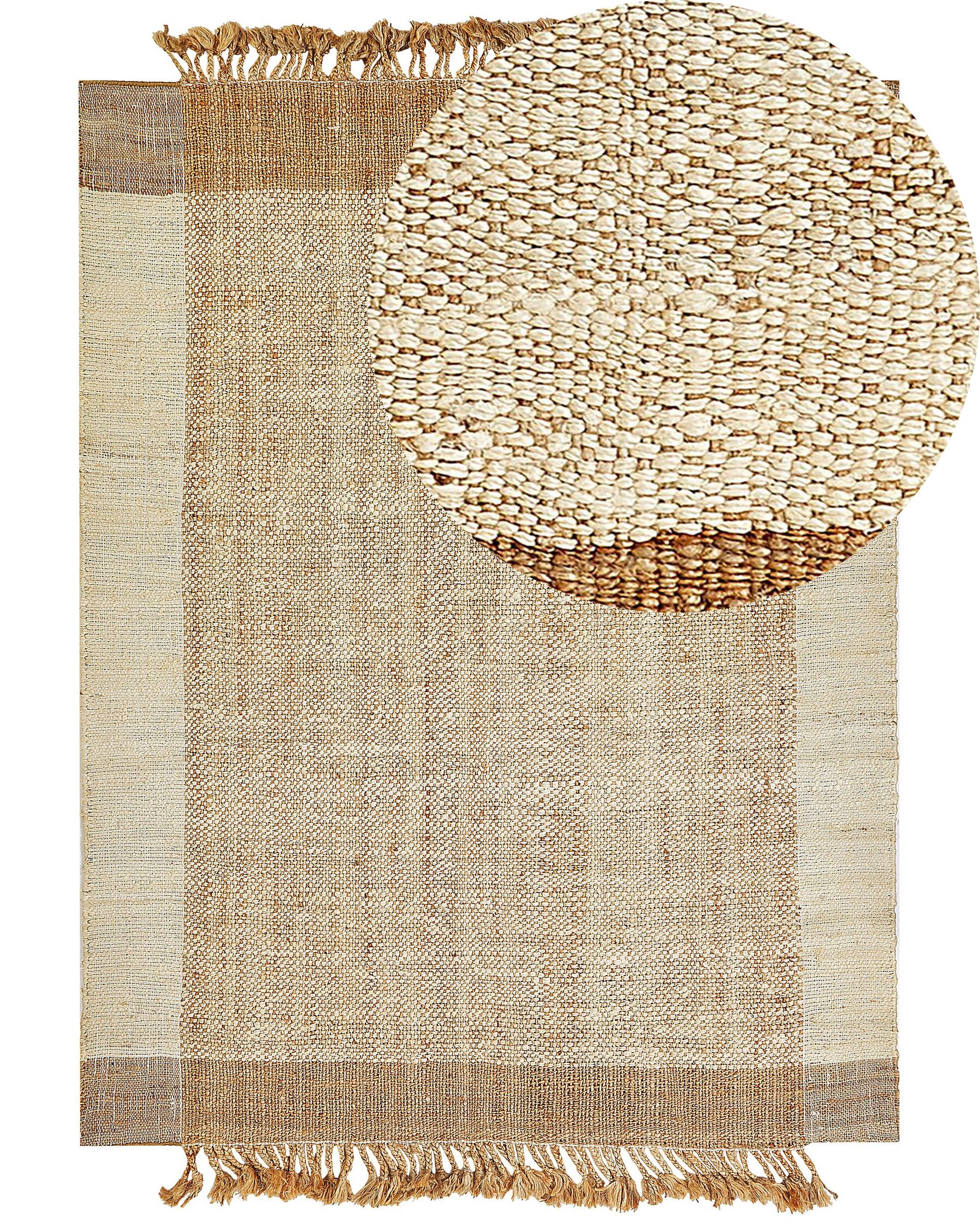 Teppich Jute sandbeige 160 x 230 cm geometrisches Muster Kurzflor DEDEMLI_847564