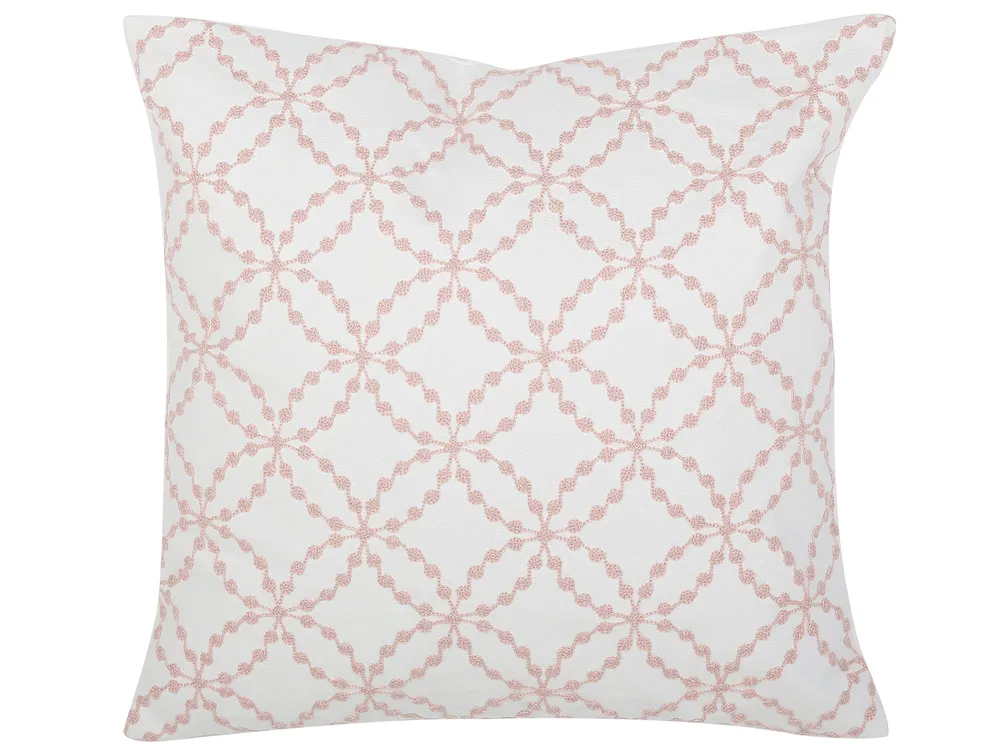 Set of 2 Decorative Cushions VERBENA 45 x 45 cm Cotton Pink Geometric Pattern_770276