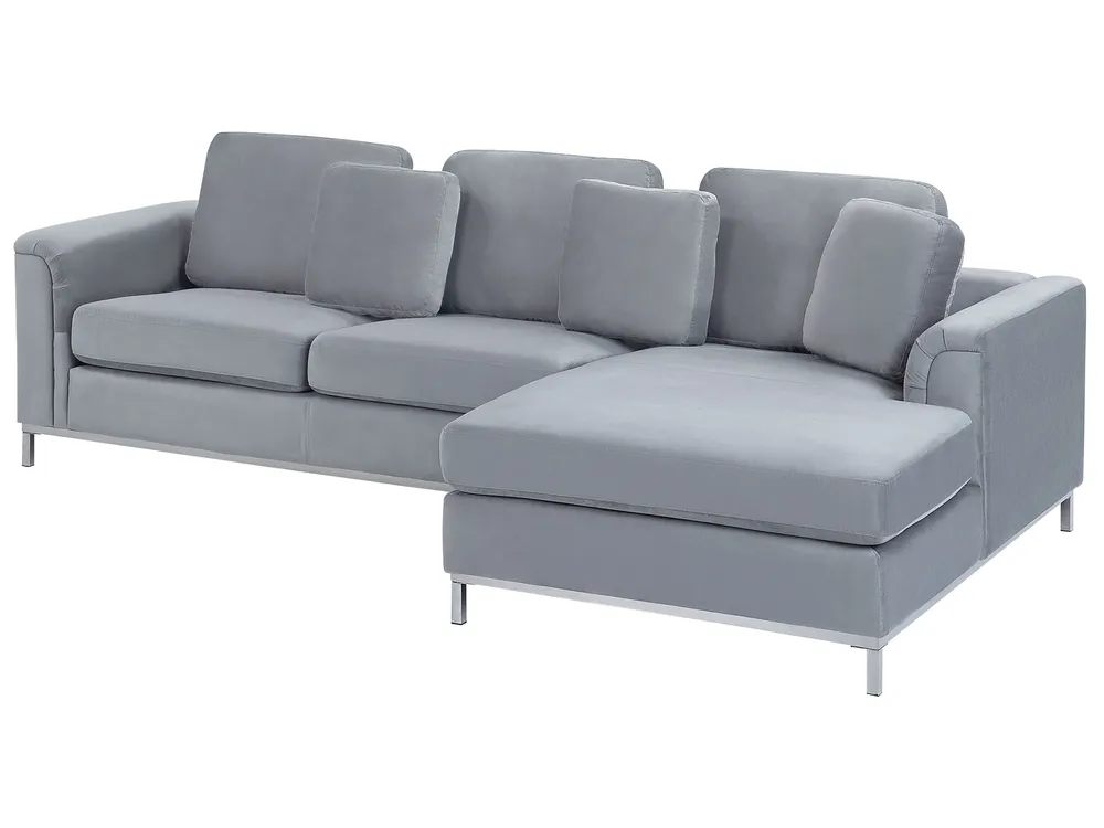 Corner Sofa 4 Seater OSLO Velvet Grey Left Hand_747195