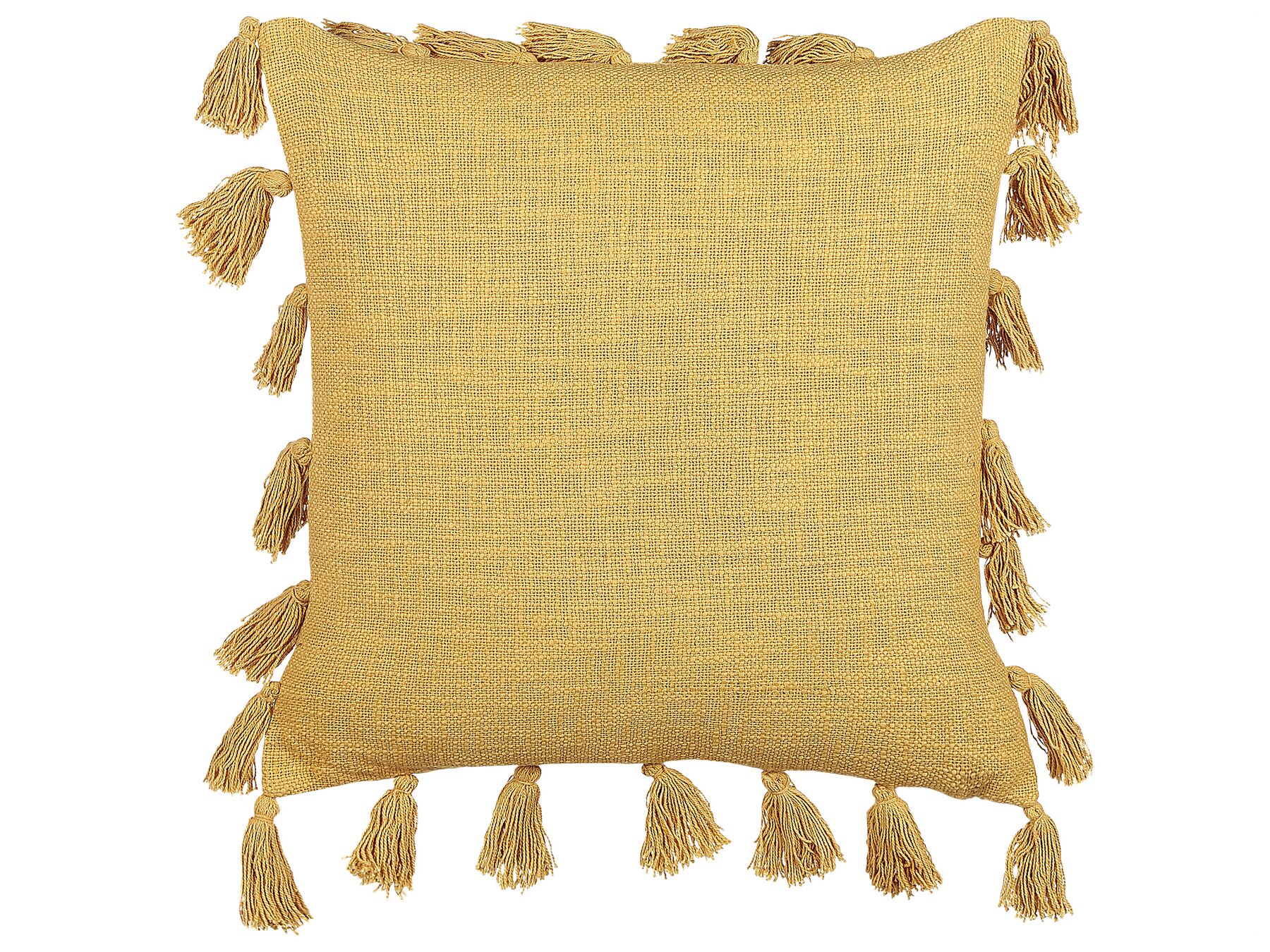 Coussin en coton à pompons jaune 45 x 45 cm LYNCHIS_838702