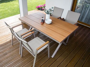 Utendørs spisegruppe for 4 personer aluminium taupe TIANO