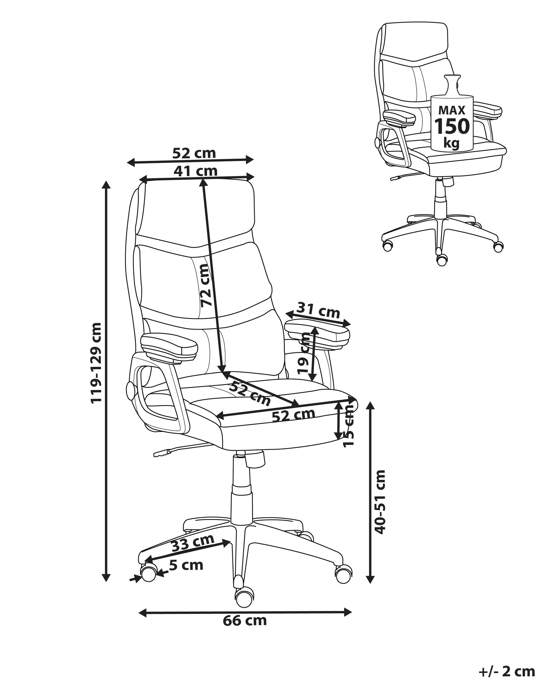 Executive Chair RULER Faux Leather Black | Beliani.co.uk