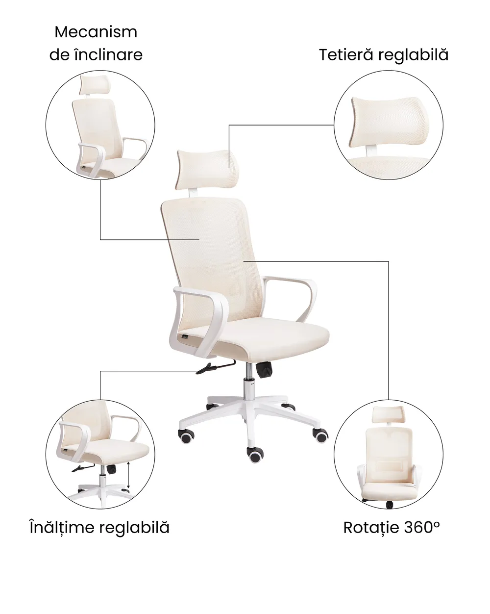 Scaun ergonomic MONARCH Bej_1073741