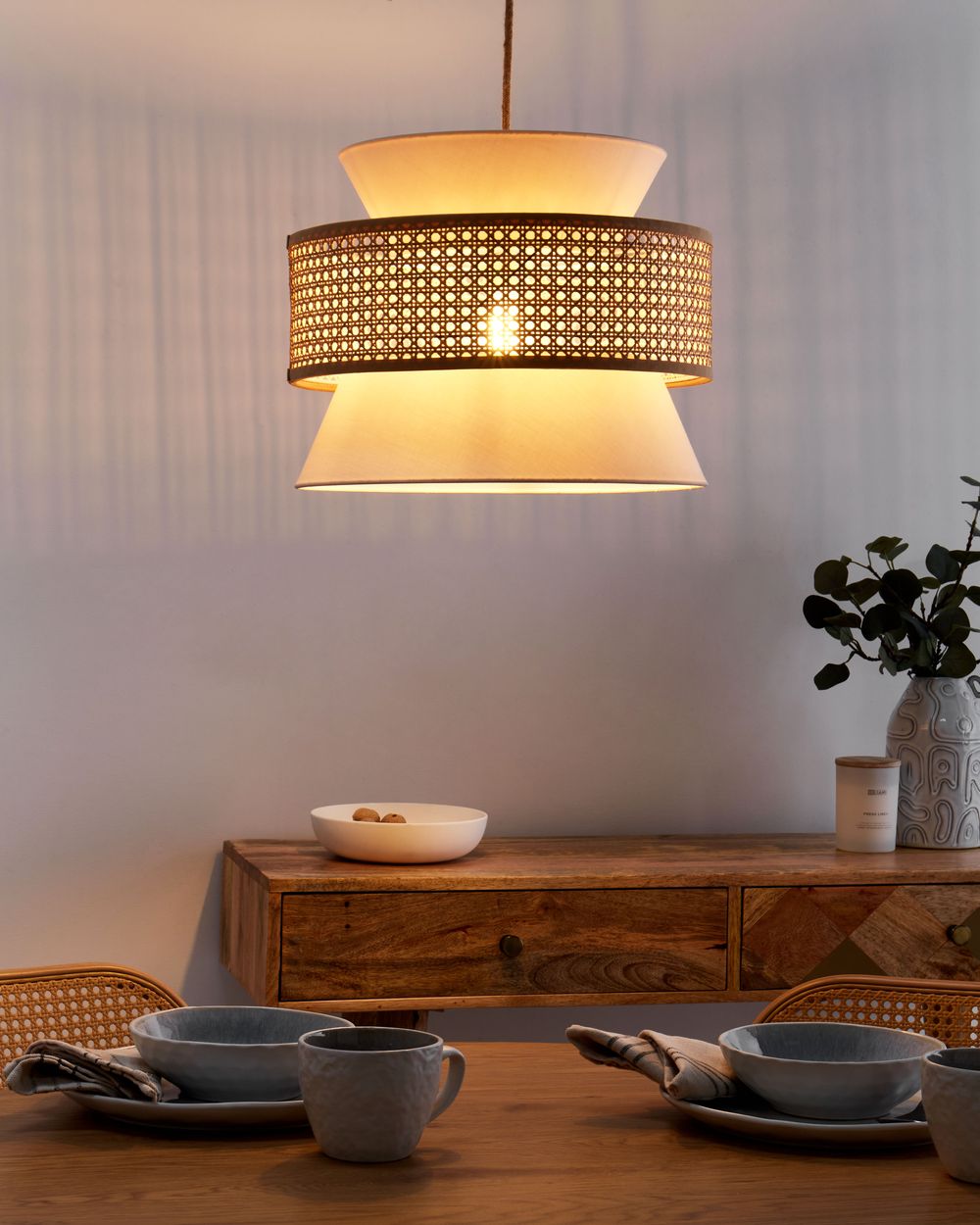 Loftlampe LUYANO Rattan Beige