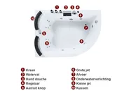 Hoek bubbelbad met LED PARADISO 158 x 113 cm Wit rechtszijdig_979083