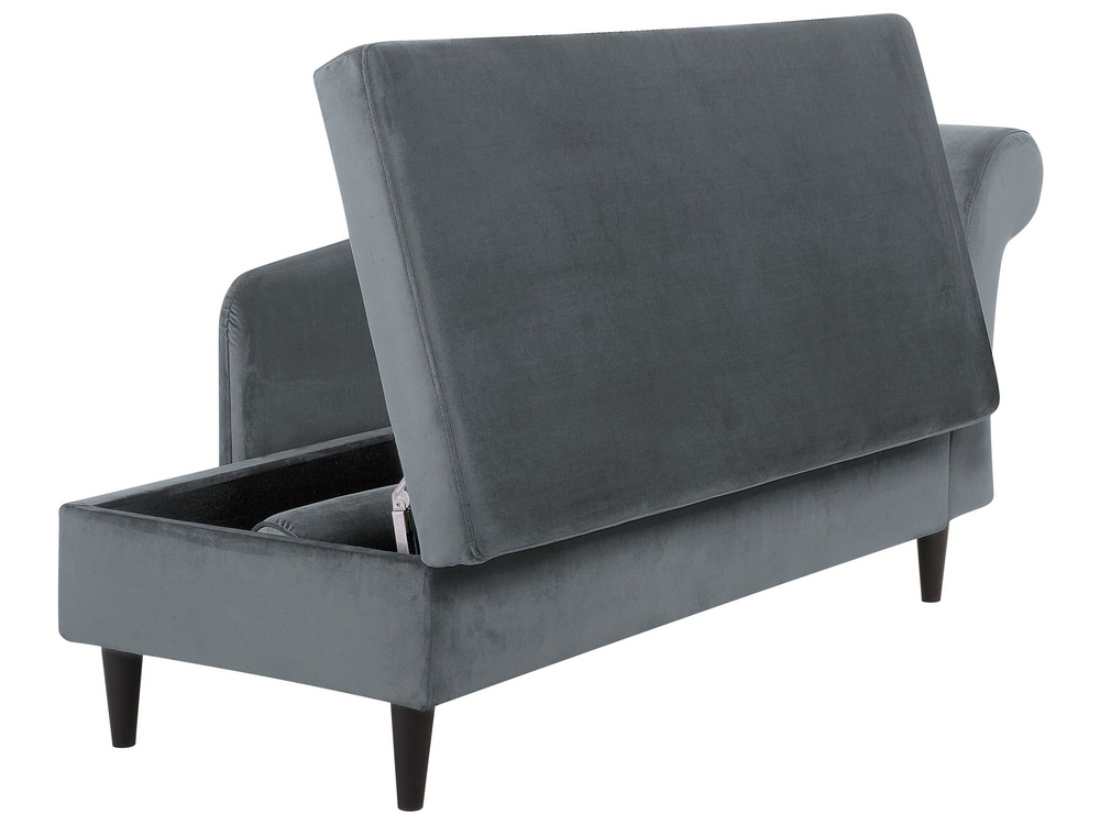 Chaise Longue En Velours Gris - Dimensions : 145x52x77 Cm - Rembourrage épais, Design Touffeté - Capacité 110 Kg - Pour Salon, Chambre