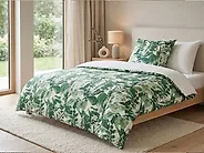 Duvet Cover Set GREENWOOD 135 x 200 cm Sateen Cotton Green_1183215