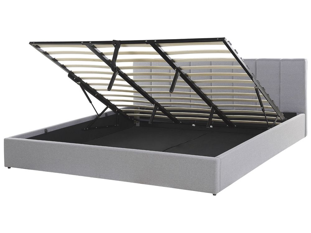 Letto contenitore DREUX Tessuto Grigio chiaro 180 x 200 cm