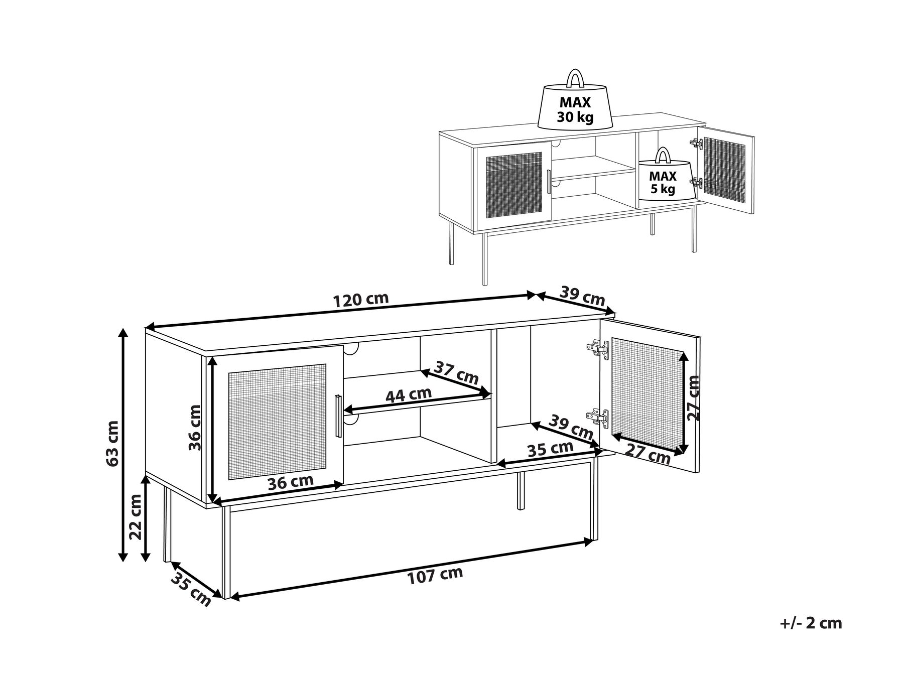 TV Stand PASCO Rattan Light Brown_816486