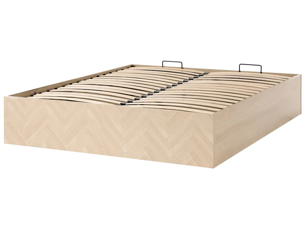 Ottoman Bed without Headboard ETEL Light Brown 160 x 200 cm (EU King Size)_1047567