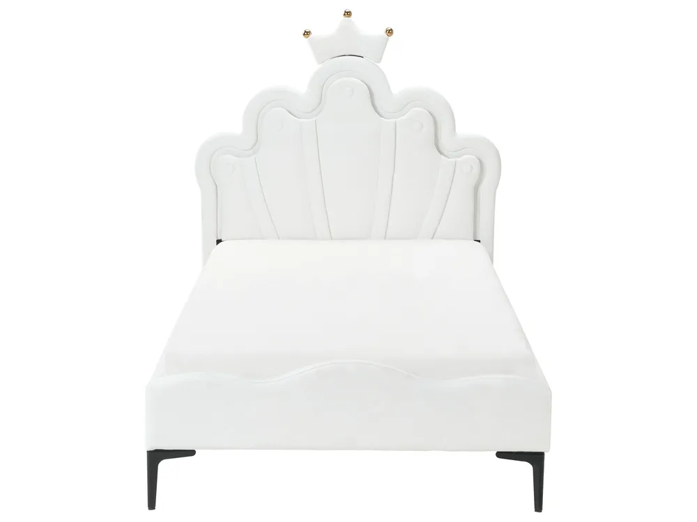 Cama infantil Coroa Veludo RUBIAN 90 x 200 cm Com luzes LED Branco_962145