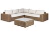 Lounge Set Rattan braun 6-Sitzer modular Auflagen cremeweiß PALERMO_927913