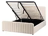 Bett mit Stauraum LUNAN Samtstoff Beige 140 x 200 cm