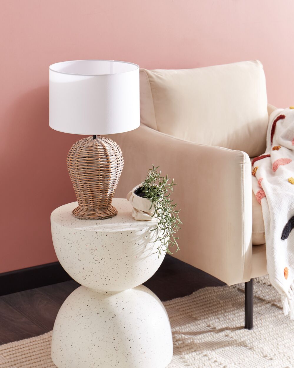 Table Lamp FURELOS Rattan Light Wood Beliani