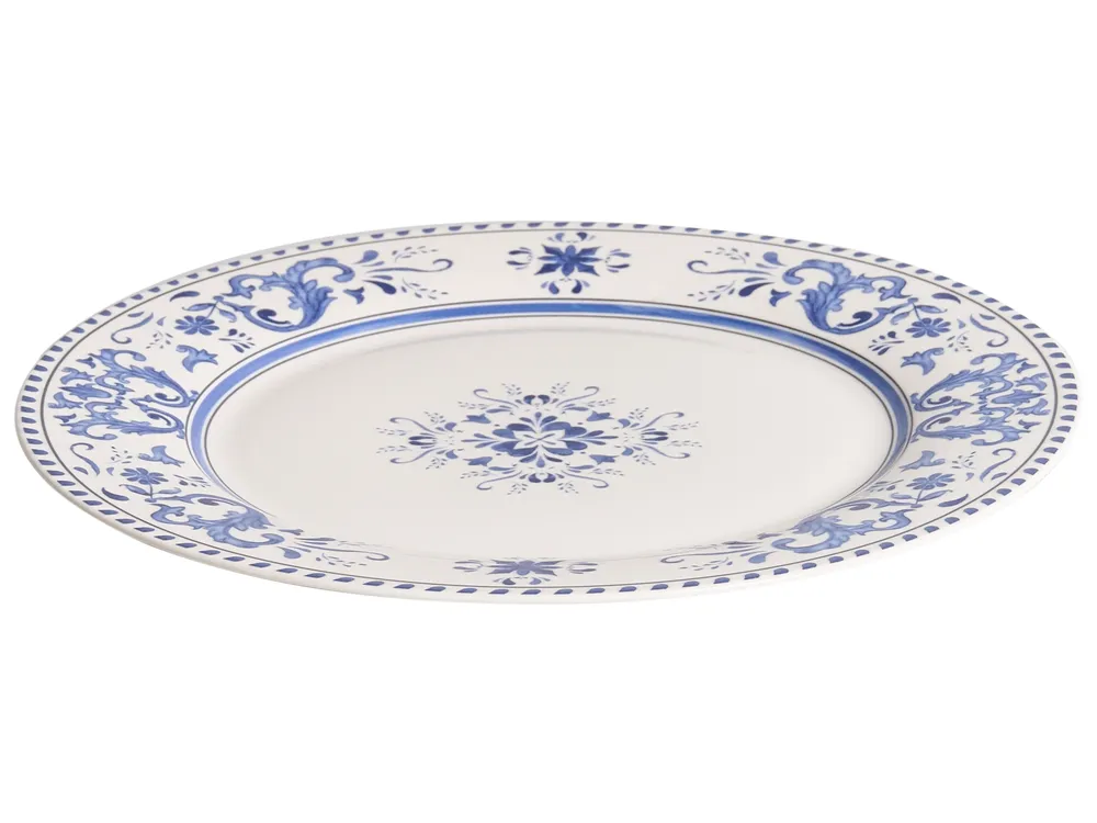 Set of 12 Dinnerware GALANGAL Porcelain White/ Blue_1068982