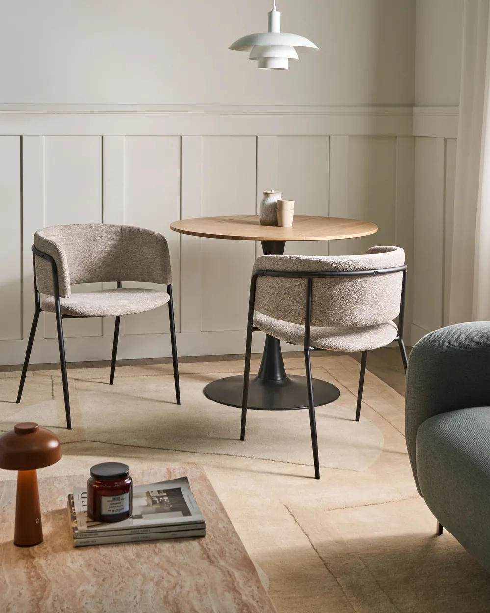 Set of 2 Dining Chairs SPRINGER Chenille Taupe