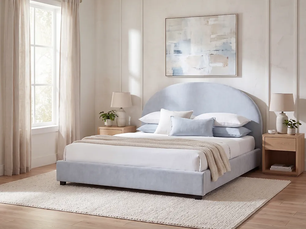 Bed Chenille VAUCLUSE 180 x 200 cm (EU Super King) Light Blue_1185512
