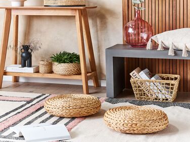 Water Hyacinth Wicker Floor Pouffe Natural WAHOO