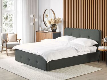 Fabric EU Super King Size Ottoman Bed Dark Grey RENNES