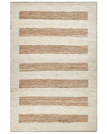 Teppich Baumwolle / Jute beige 200 x 300 cm geometrisches Muster Kurzflor ZIARAT