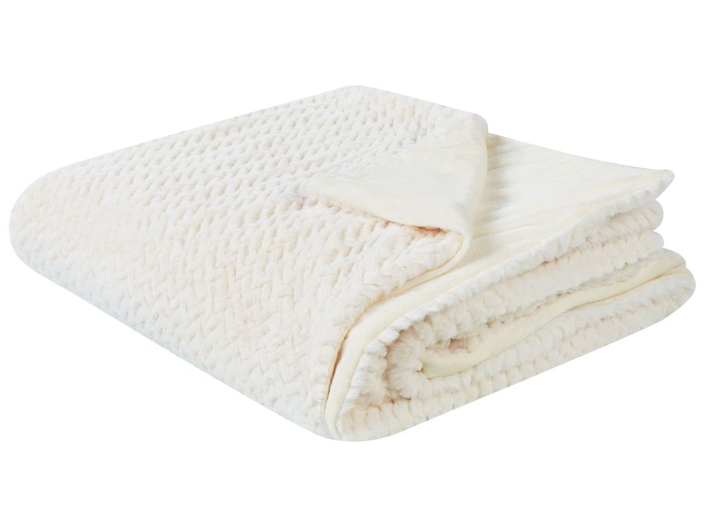 Couvre-lits SURMI Fourrure synthétique 200 x 220 cm Blanc cassé