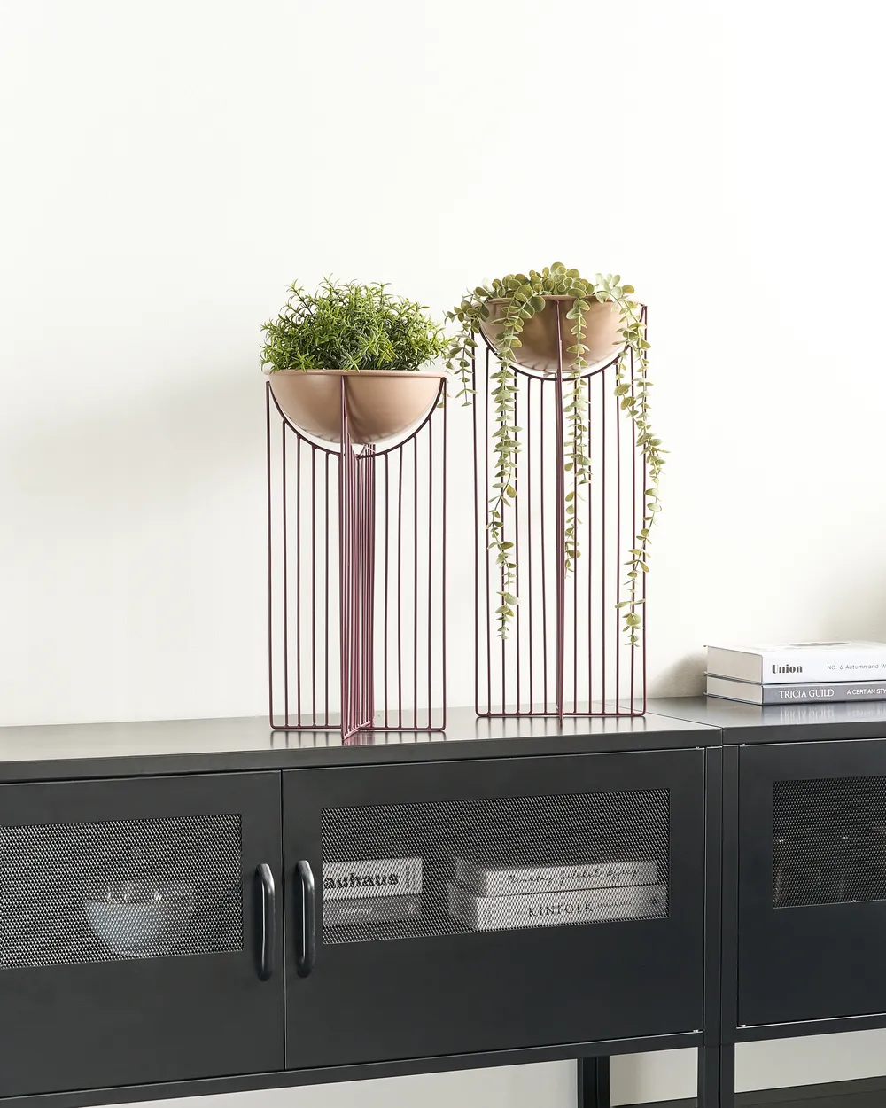Zestaw 2 donic na nóżkach FICARIA 22 cm Metal Różowy_933784