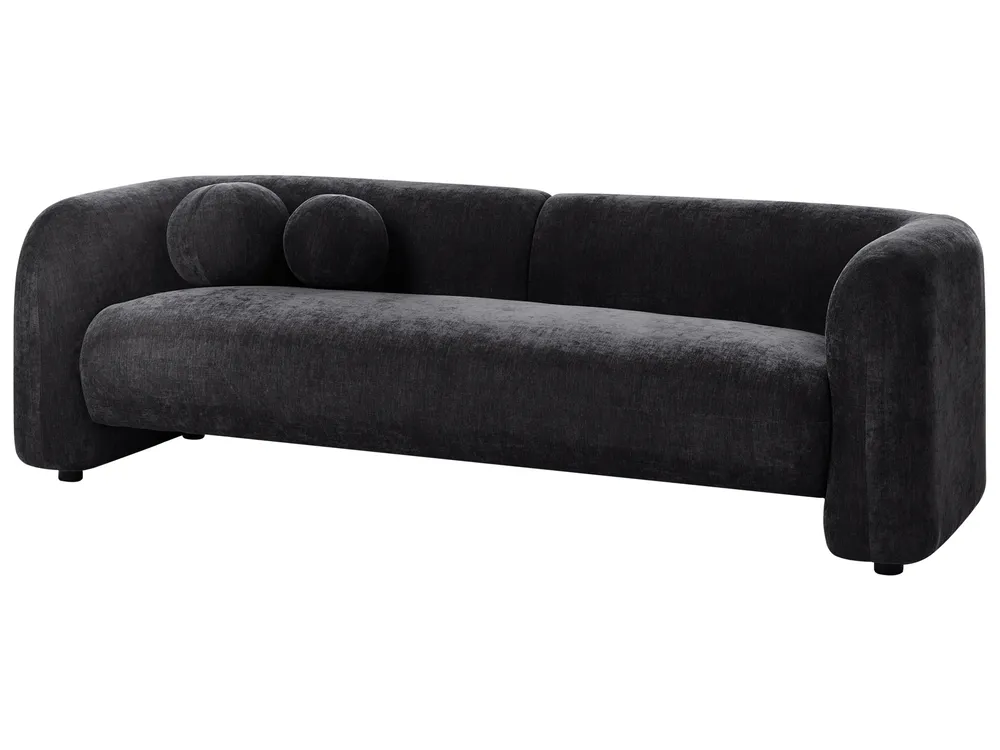 Set da salotto 4 posti LEIREN Ciniglia Nero_1028708