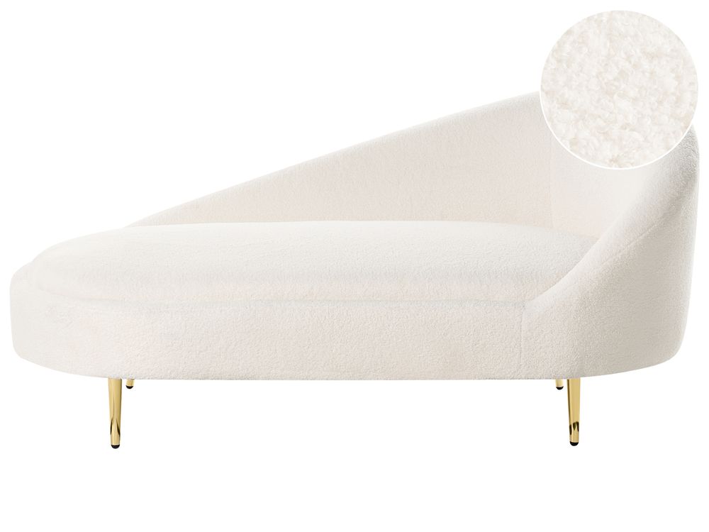 Chaise longue côté droit VALREAS Bouclé Blanc cassé