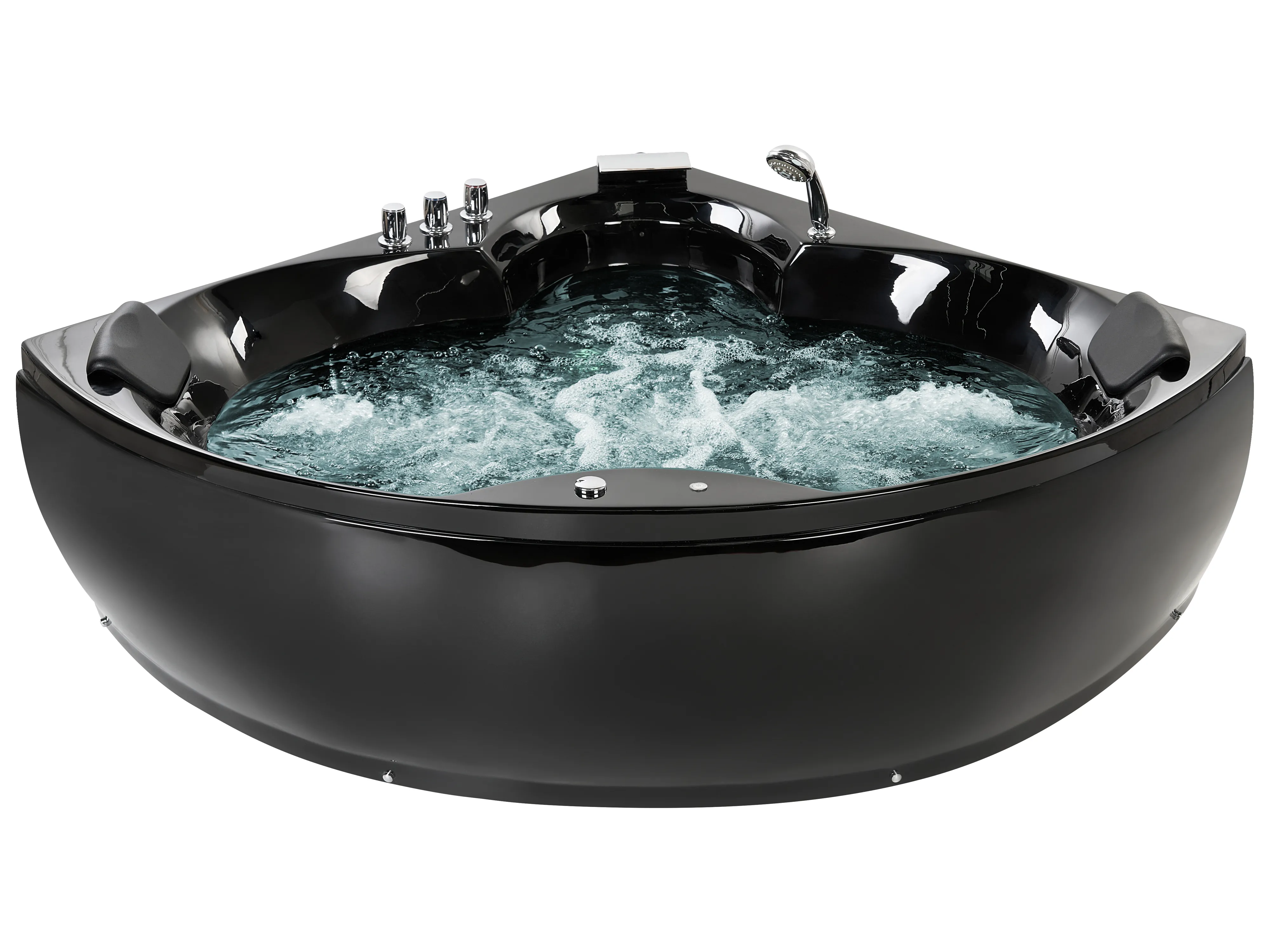 Corner Hot Tub with LED SENADO 2050 x 1500 mm Black - Beliani.co.uk