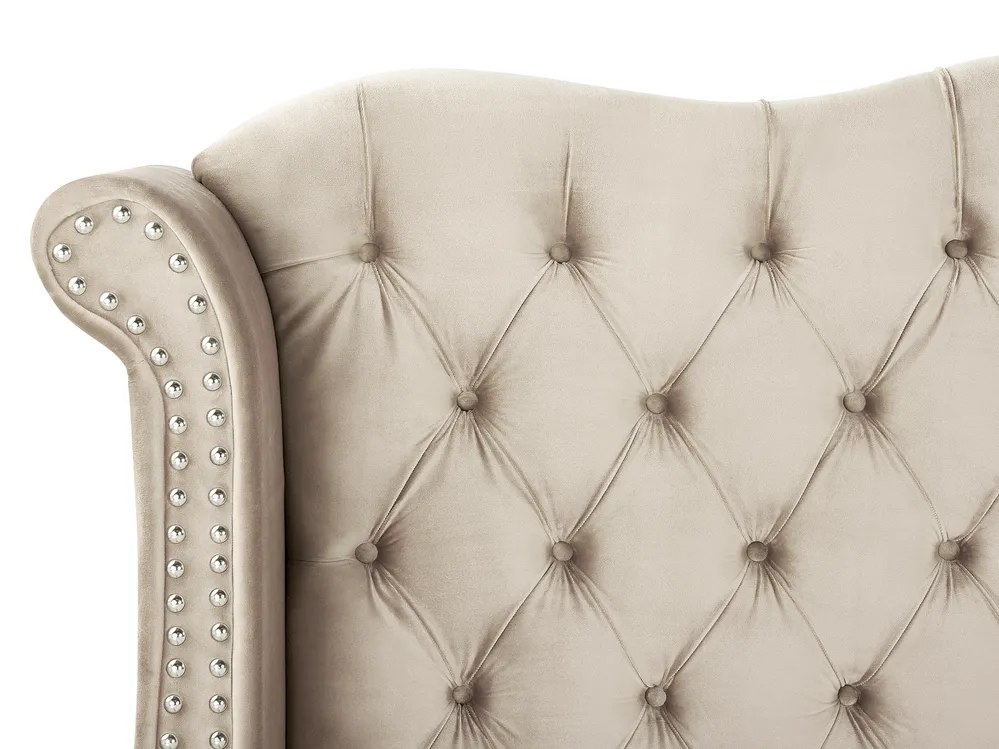 Bett mit Lattenrost Samtstoff AYETTE 140 x 200 cm Beige_832207