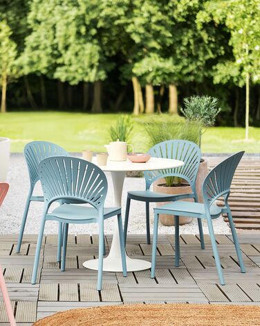 Set of 4 Plastic Dining Chairs Blue OSTIA