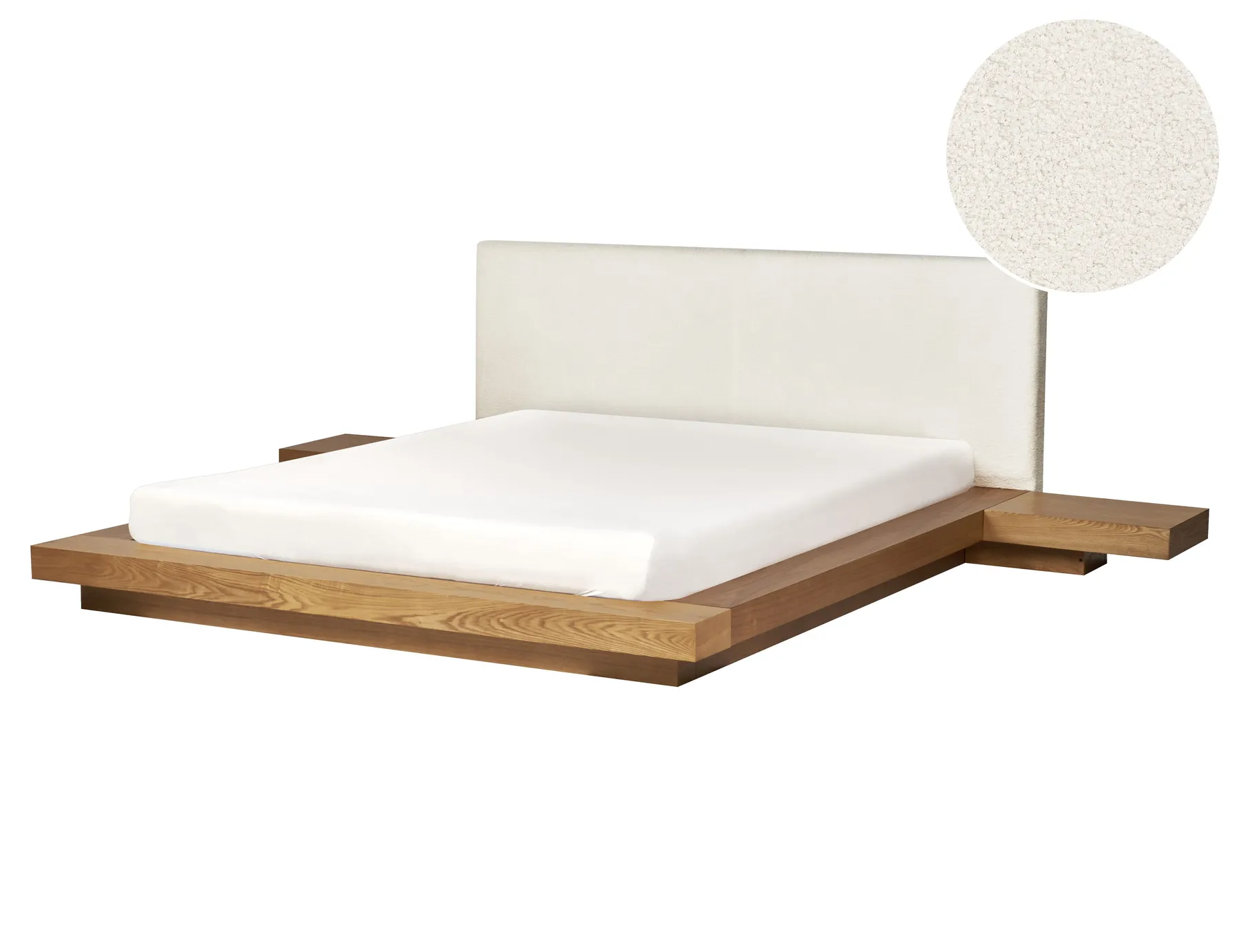 Bed Boucle ZEN 160 x 200 cm (EU King Size) Natural Ash Wood_931161