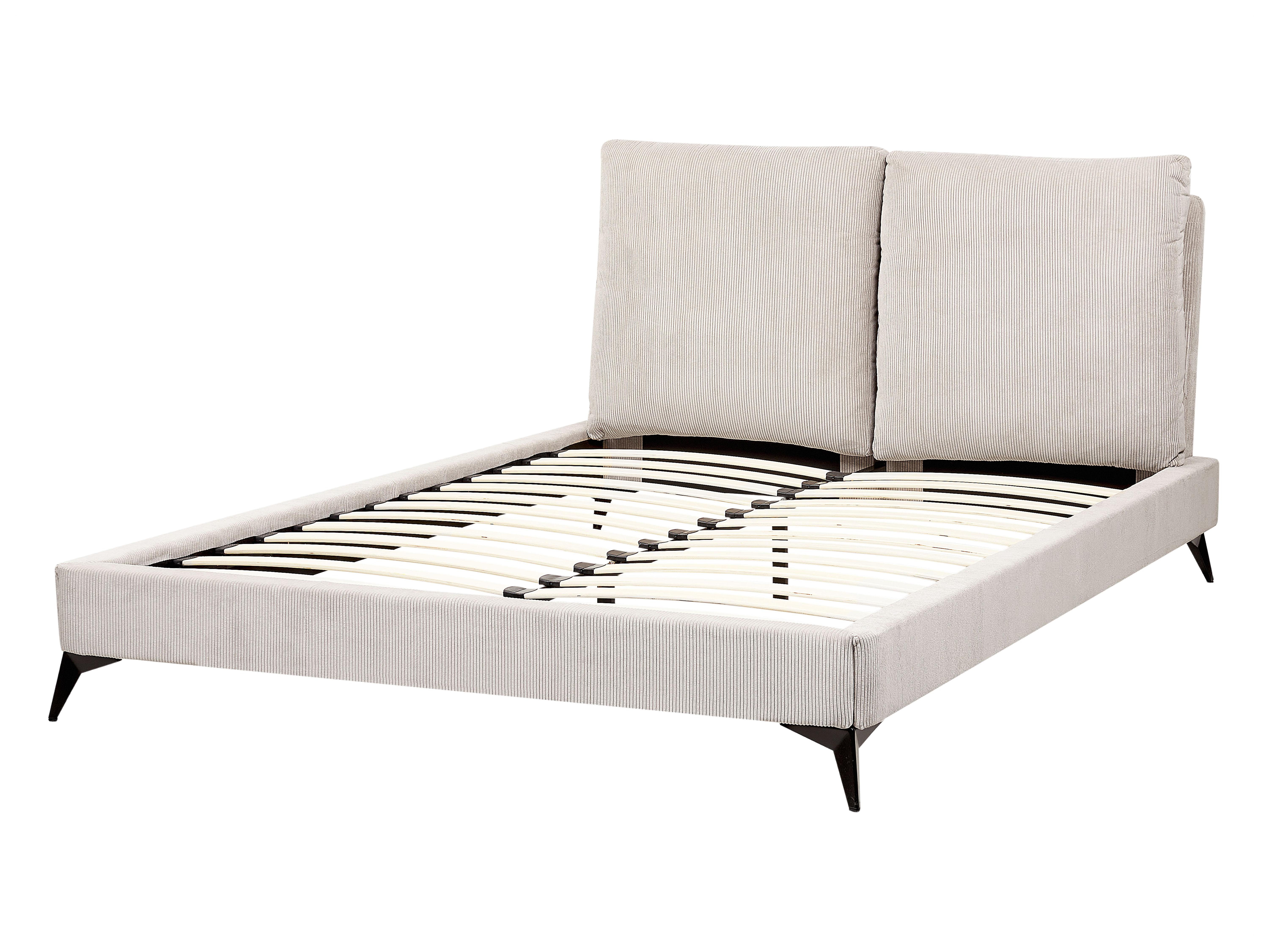 Bett mit Lattenrost Cord MELLE 140 x 200 cm Hellbeige_882186