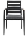 Set di 4 sedie da giardino metallo nero grigio e legno chiaro TAVIANO_841718