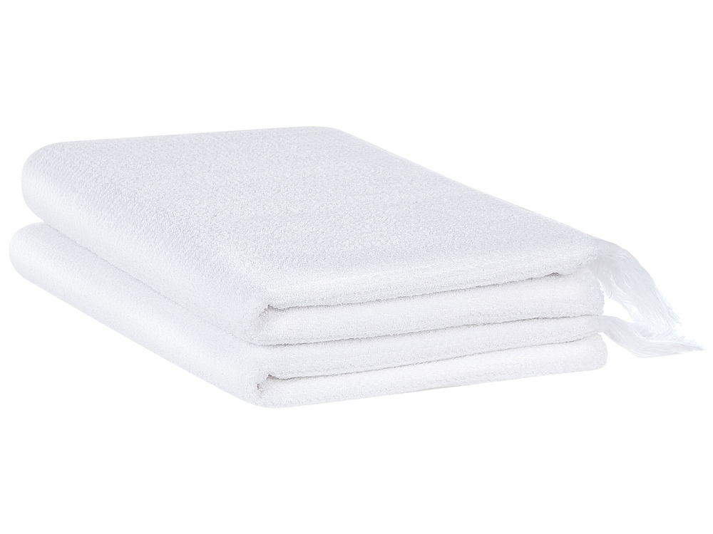 Set of 2 Towels ATIU Cotton Terry White Beliani.no