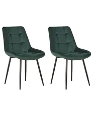 Set of 2 Dining Chairs MELROSE Velvet Dark Green_771910