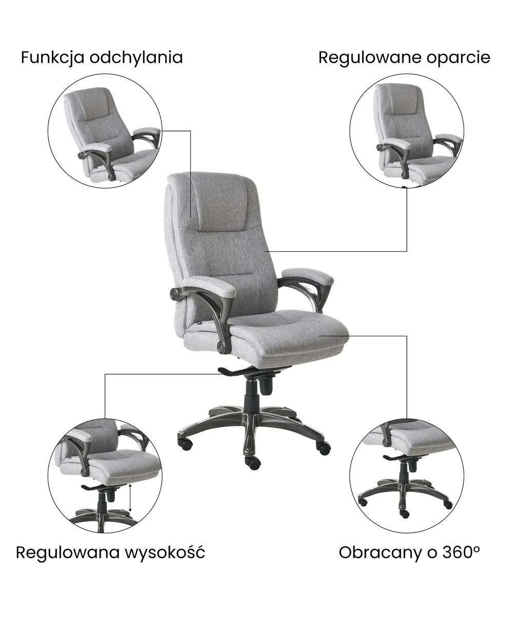 Fotel biurowy MAGNUS Len Szary_1071104