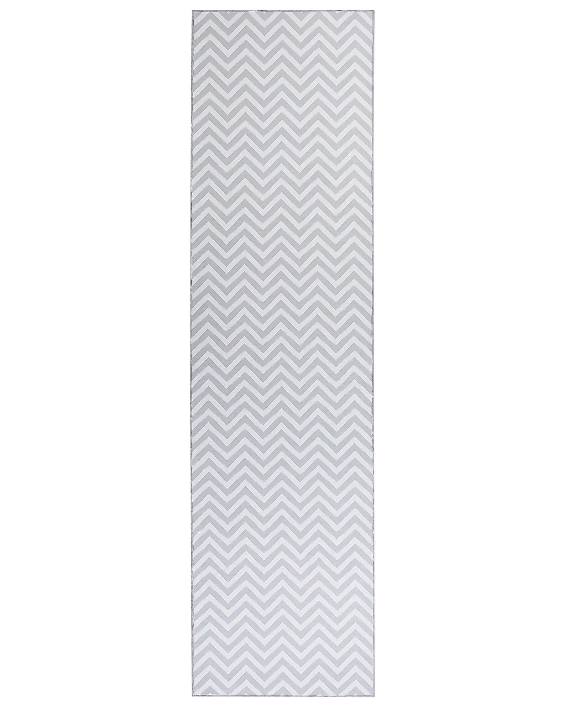 Vloerkleed polyester wit/grijs 80 x 300 cm SAIKHEDA_831441