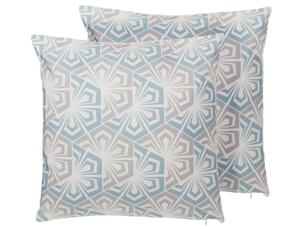 Zestaw 2 poduszek dekoracyjnych PRIMROSE 45 x 45 cm Błękitny Ikat