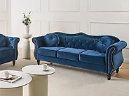 Sofa dla 3 osób SKIEN Welur Granatowy_1170499