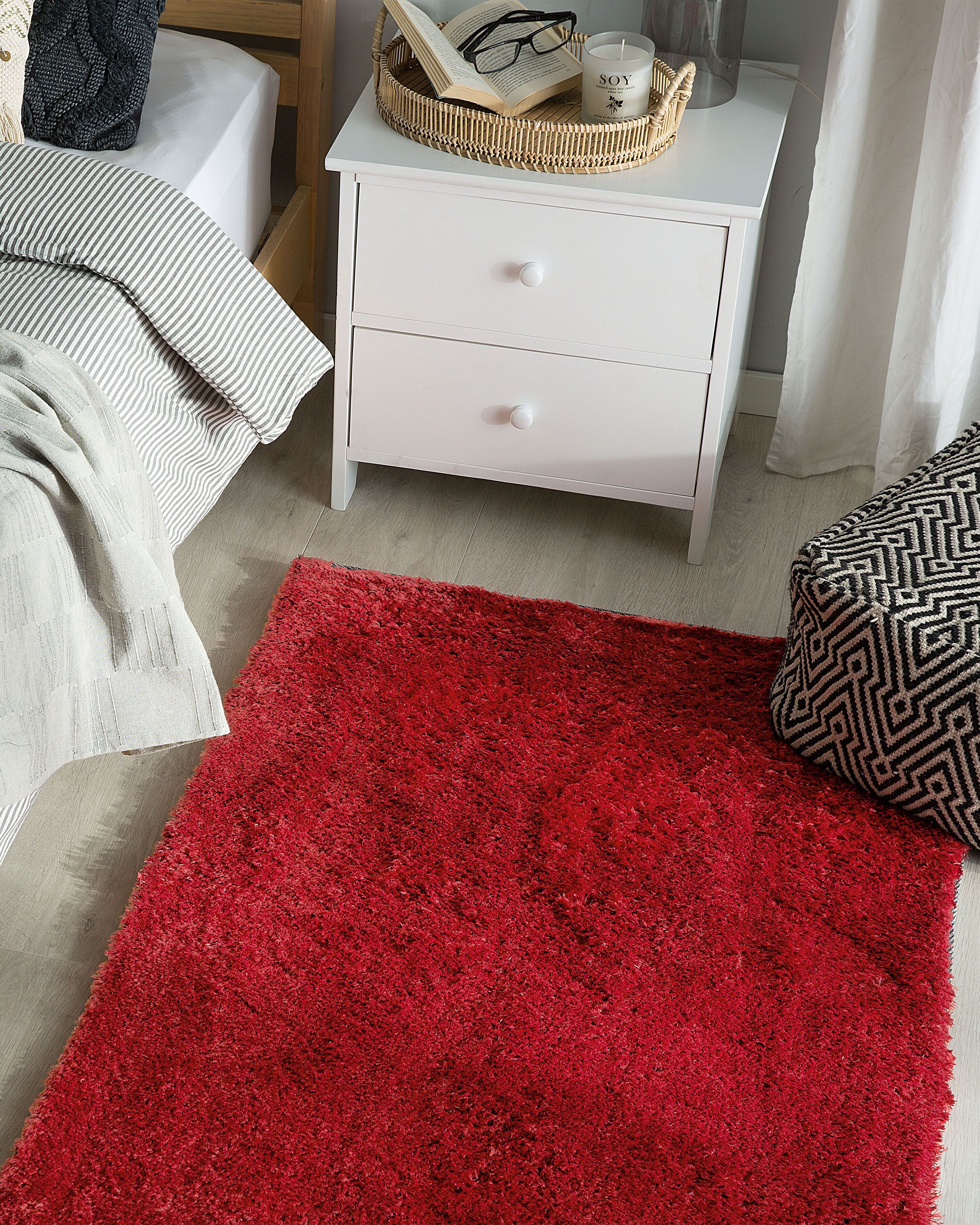 Tapis à poils longs EVREN Rouge 80 x 150 cm_1179401