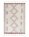 Cotton Area Rug 140 x 200 cm White and Red KENITRA_831329