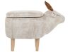 Fabric Storage Animal Stool Beige REINDEER_750681