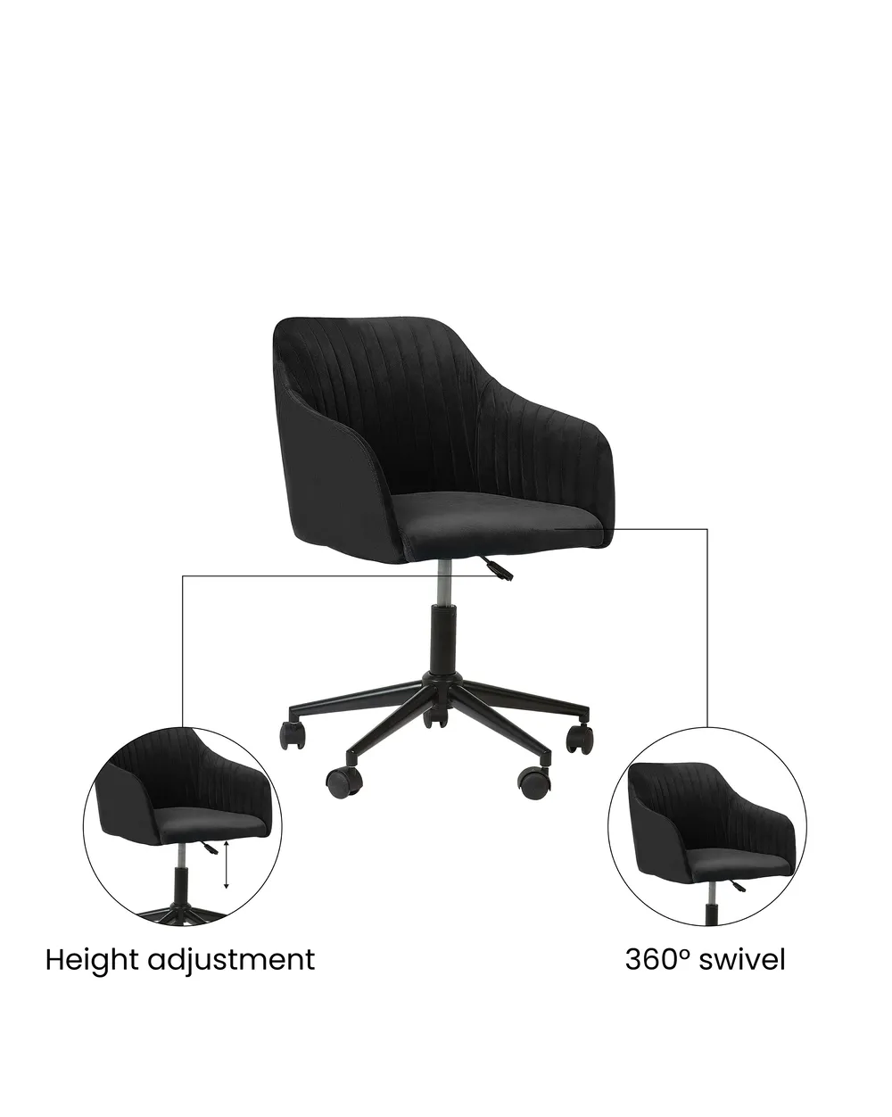 Desk Chair VENICE Velvet Black_1071540