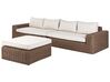 Lounge Set Rattan braun 6-Sitzer modular Auflagen cremeweiß PALERMO_929236