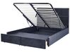 Velvet EU Super King Size Ottoman Bed with Drawers Black VERNOYES_861460