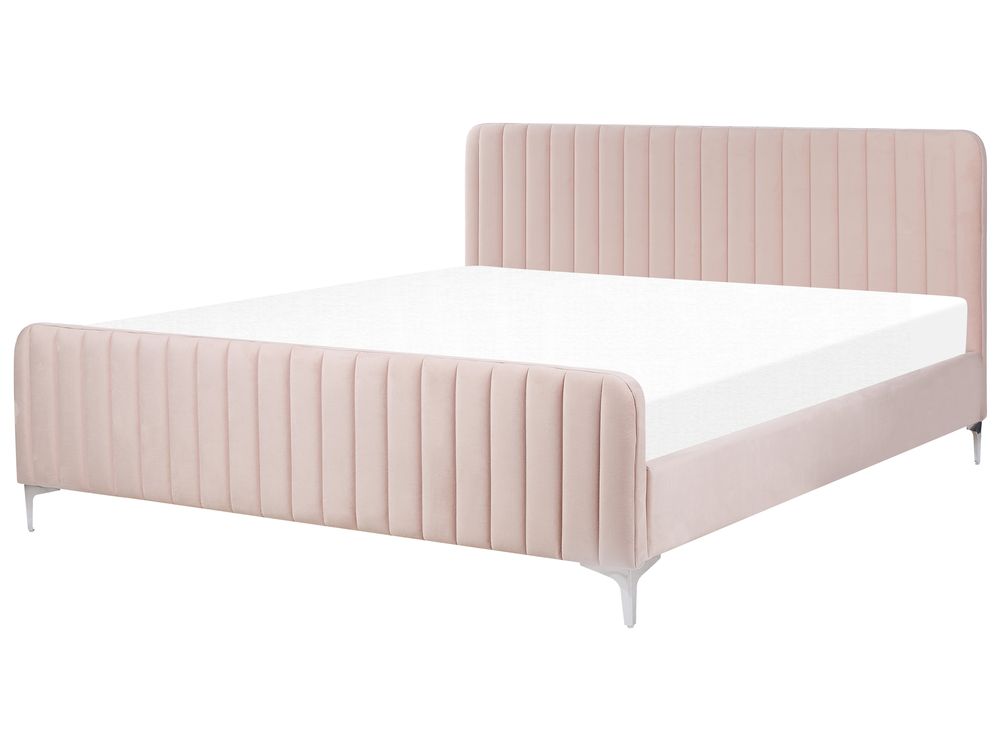 Bed Velvet LUNAN 180 x 200 cm (EU Super King) Pastel Pink