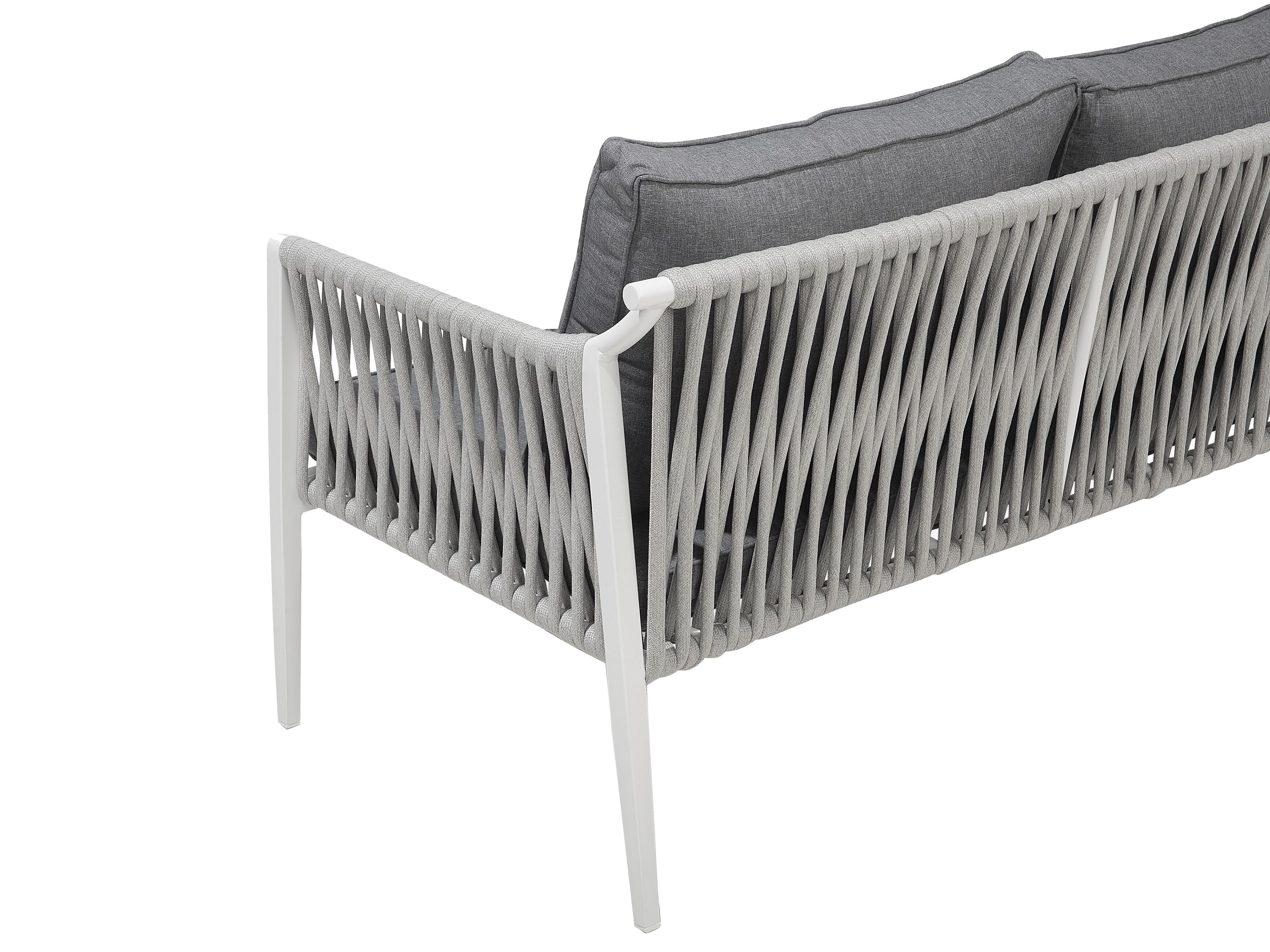 Beliani Set Divani Da Giardino In Metallo Grigio 4 Posti Con Tavolino – Resistente All'acqua E Stile Industriale